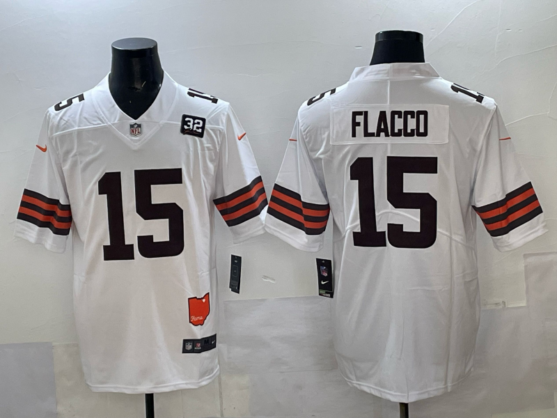 Men 2025 Cleveland Browns #15 Flacco white Nike Limited NFL Jersey 001->cleveland browns->NFL Jersey